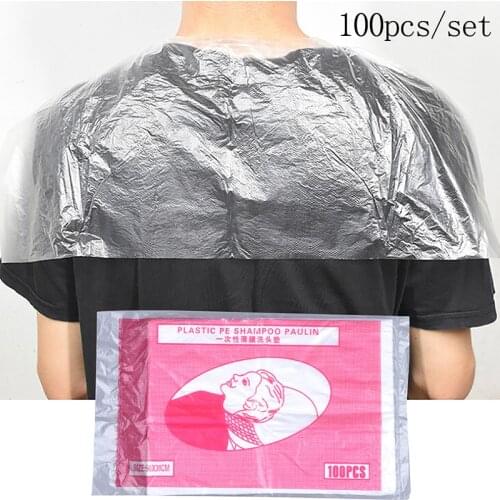 100Pcs/pack Hair Salon Disposable Waterproof Hair Washing Pad Clear Shampoo Bags Capes Hair Cleaning Shawl