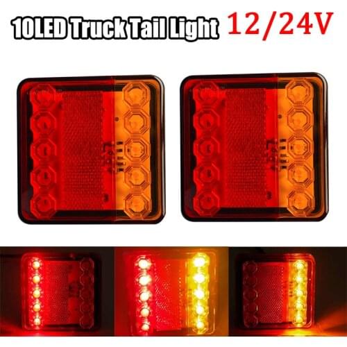 2pcs 12V/24V 10 LED Truck Tail Light Rear Stop Brake Light Indicator Signal Lamp For Car Boat Trailer Caravan Van Lorry
