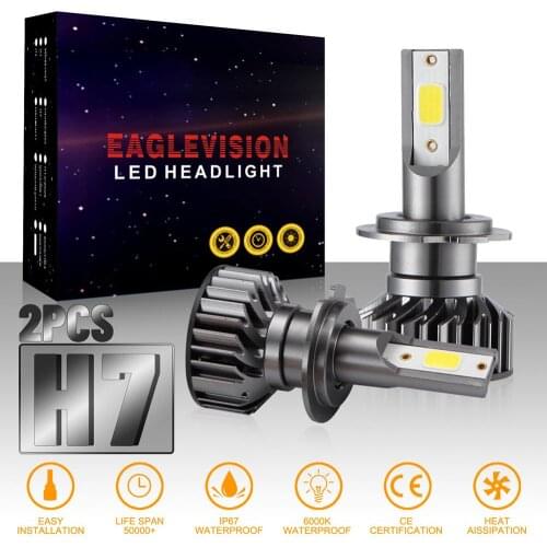 2PCS LED H7 Car Headlight Bulb 100W H7 LED Headlight Bulbs DOB Chip 6000K White Drop Shipping
