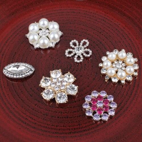 30PCS Vintage snow/flower/round Metal Rhinestone Buttons Bling Alloy Flatback Flower Center Crystal Buttons for Hair accessories
