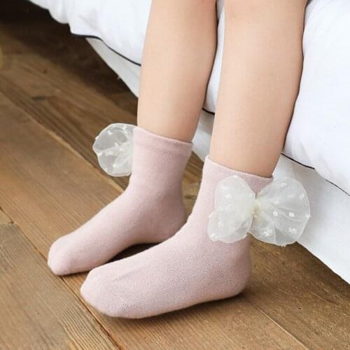 5Pair Autumn and Winter New Childrens Socks Bow Lace Accessories Girls Socks In The Tube Childrens Socks