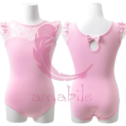 Ballet Dance Gymnastics fitness training sweet heart lace collar ruffle sleeve children one-piece leotard CL0198