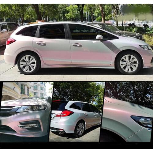 Glossy Candy Sticker Sheets Twin Color Chameleon Vinyl Wrap Phantom Purple Film Car Interior Center Console Styling Decals DIY