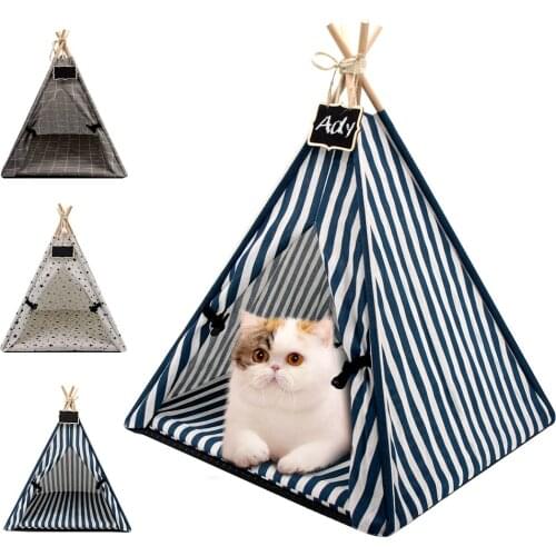 Pet Tent House Cat Bed Portable Dog Cat Teepee Portable Puppy Kitten Indoor Outdoor Kennels For Pet Cats Tent Small Animals Bed