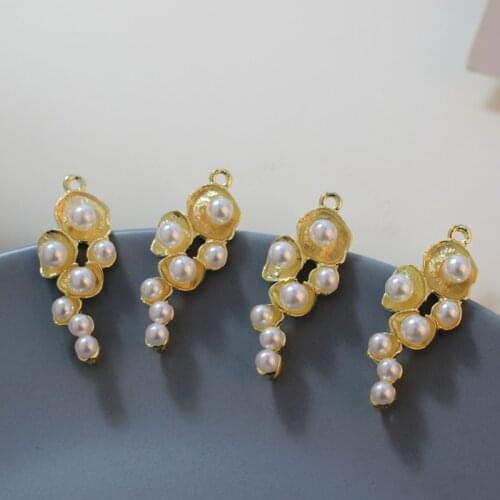 Double Hanging Imitation Pearl Pendant Simple Versatile DIY Ear Stud Handmade Material Accessories