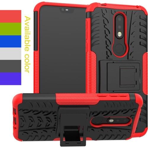 Dual Layer Tire Patterned Hybrid Armor Case For Nokia 7.1 With Kickstand Shockproof Protective Hard PC Back Cover For Nokia 7.1
