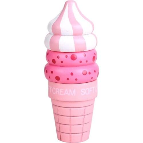Ice Cream Pretend Play Food Toys Gift for Children Kitchen Magnetic Vanilla Chocolate Strawberry Wooden Kitchen Play Toy