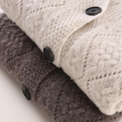 LHZSYY 100%Wool Cardigan Womens 2021 Spring Autumn New Pure Color Thick Outer Knitted Large Size Diamond Cashmere Sweater Coat