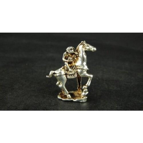 Chinese handmade miao silver monkey and horse statue