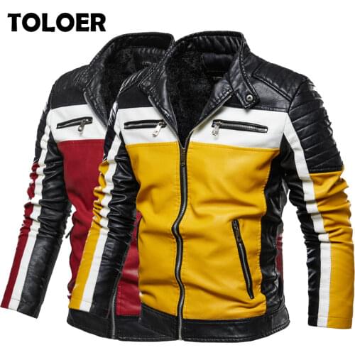 Splice Motorcycle Jacket Men Autumn 2021 New Fleece Leather Embroidered Aviator Jacket Male Fashion Casual Winter Velvet Jackets