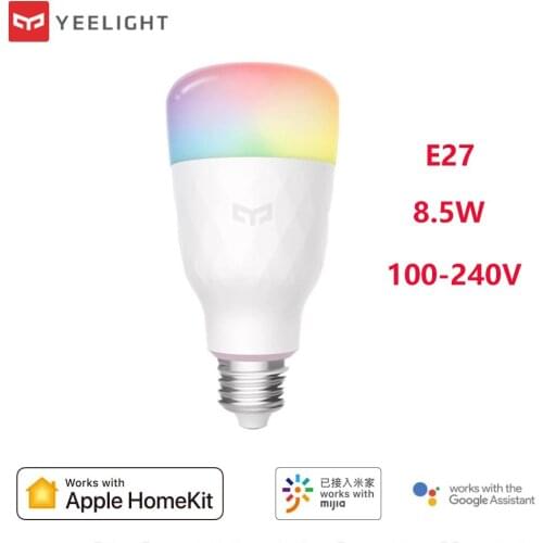 English Version Yeelight Smart LED Bulb 1S Colorful 800 Lumens 8.5W E27 Smart Lamp Work With Smart Home App Apple Homekit