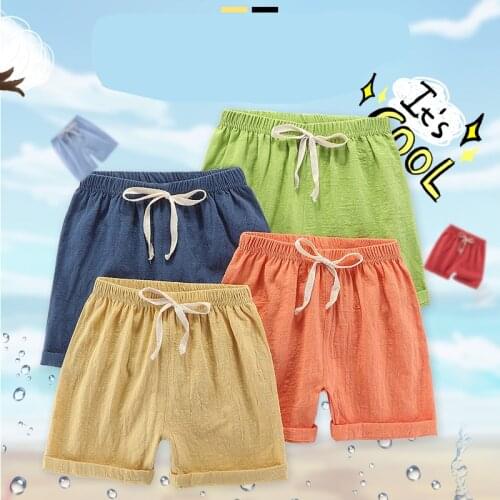 Summer Shorts for Girls Boys Cotton Solid Color Casual Loose Korean Beach Toddler Shorts Children Baby Kids Short Sports Pants