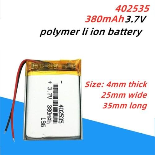 Rechargeable 3.7V 380mAh Lithium Polymer Batteries 402535 Li-Po Battery With Pcb Module 3.7 Volt 35x25x4mm Li-ion Battery