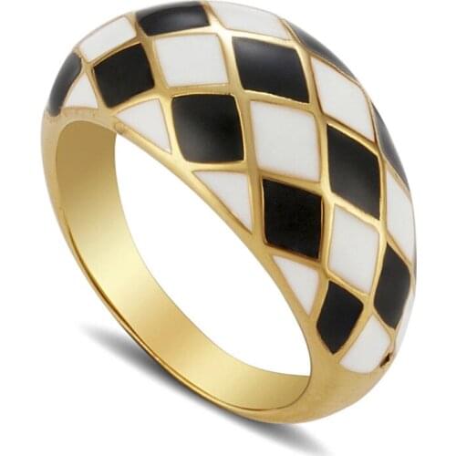 Plaid grid square dome chunky rings for teenage egirls candy color enamel cute rings y2k jewelry summer beach jewelry 2021