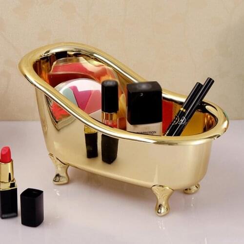 Mini Bathtub Soap Jewelry Storage Box Makeup Organizer Container Desktop Sundry Storage Case Gold Silver Sundries Storage Box