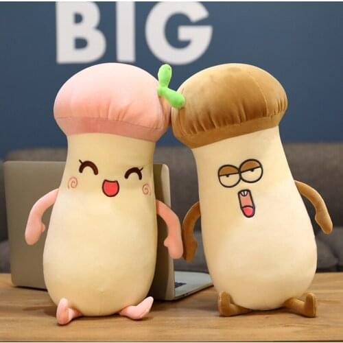 New Nice 50/60/80cm Cute Plush Vegetable Pillows Stuffed Soft Pleurotus Eryngii Toys for Kids Cartoon Doll Funny Home Decor Gift