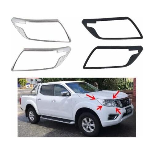 Novel style 2PCS ABS The surface of the black/Chrome plated Head Lamp Cover For Nissan NAVARA D23 NP300 2016