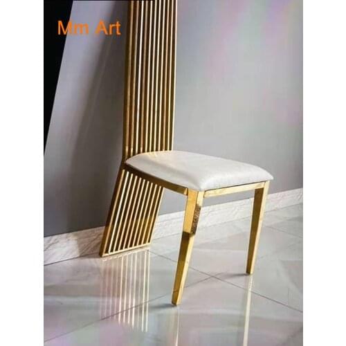 Stainless steel dining chair, simple leather round back chair, home back chair factory wholesale hotel banquet chair