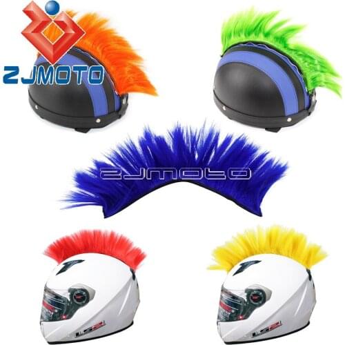 Colorful Dirt Bike Racing Helmet Hair Sticker Feather Punk Hawks Mohawk Helmet Wig For Honda Yamaha Suzuki Kawasaki Biker