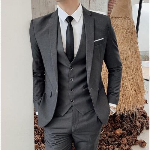 Jacket + Pants + Tie) Luxury Mens Wedding Suit Male Trailblazer Slim Fit Suit Business Casual Formal Party Classic 4 Colors