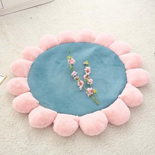Seat Cushion Faux Fur Artificial Cony Hair Kids Room Decor Creeping Mat Cat Bed Mats Flower Shape Cushions Floor Mat Kissen