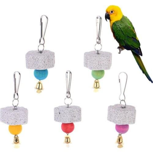 Birds Parrot Grinding Stone Toy Mouth Molars Stone Hanging String Chewing Toy Parrot Cage Parakeet Cockatiel Toy