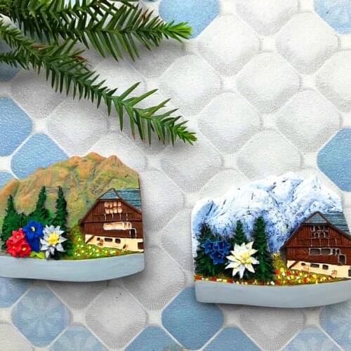 QIQIPP Switzerland Alp Mountain Resin Fridge Magnet