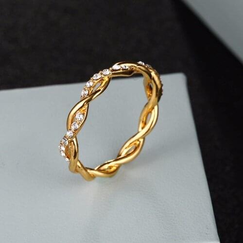 Romantic Twist Wedding Ring Rose Gold Size 6 7 8 9 10 Twist Ring Bridal Ring For Women Girls Gift Party Wedding