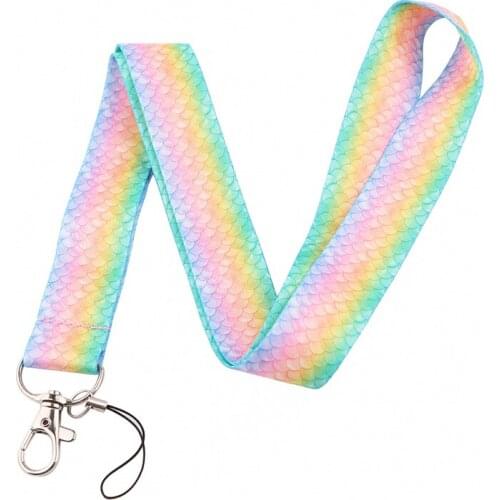 Fish Scale Keychain Lanyards Id Badge Holder ID Card Pass Gym Mobile Phone Badge Holder Key Strap webbings ribbons
