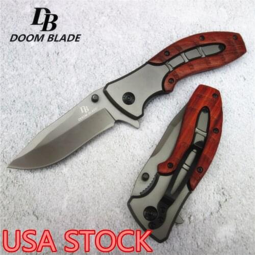 8.6" Folding Knife 8Cr18Mov Blade Steel Rosewood Handle Knives Camping Survival Hunting Pocket Knife Tactical Knife EDC Tools