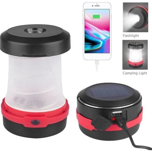 LED Camping Light USB Solar Lantern Outdoor Lampe Camping LED Rechargeable Phone Portable Light Fold USB Light With Power Bank