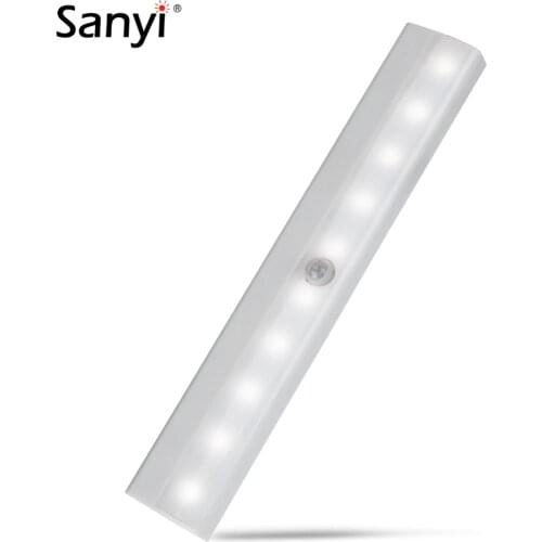 LED Cabinet Light IR Infrared Motion Detector Sensor Closet Night Light Lamp 10LEDs Induction Wardrobe Step Lights Bar Lighting