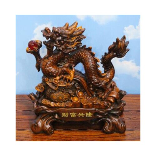 Fortune xinglong wood grain crafts resin dragon decoration Living room office opening gifts Home Animal decoration