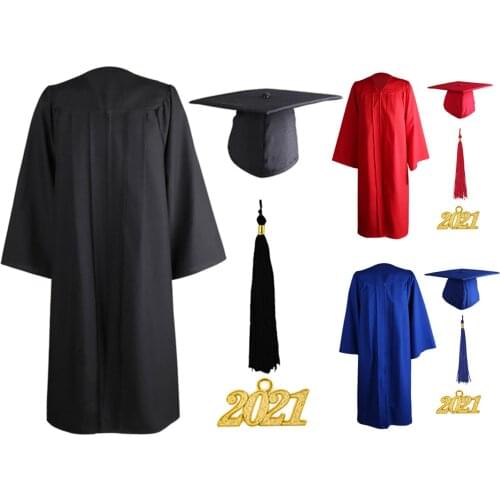 Unisex Adult Graduation Gown Choir Robes Cap Clothing Set 2021 For High School And Bachelor Graduate Collage Student Uniform