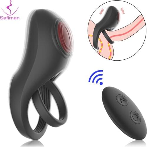 Vibrator Penis Rings Delay Ejaculation Penis Silicone Vibrating Cock Ring Clitoral Erotic Adult Sex Toys for Men Male Couple