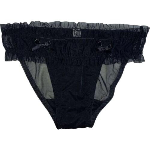 Japanese underwear sweet mesh low waist sexy lace bowknot breathable cotton crotch briefs