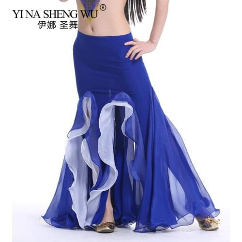 New Split Belly Dance Skirt Women Sexy Belly Dance Clothes Skirt Belly Dance Profession Performance Skirt Lady Dance Long Skirt