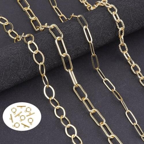 1m/lot Gold Color Patterned Oval Cross Craft Chain Sunglass Chain Necklace Bracelet For Women DIY Jewelry Making Findings