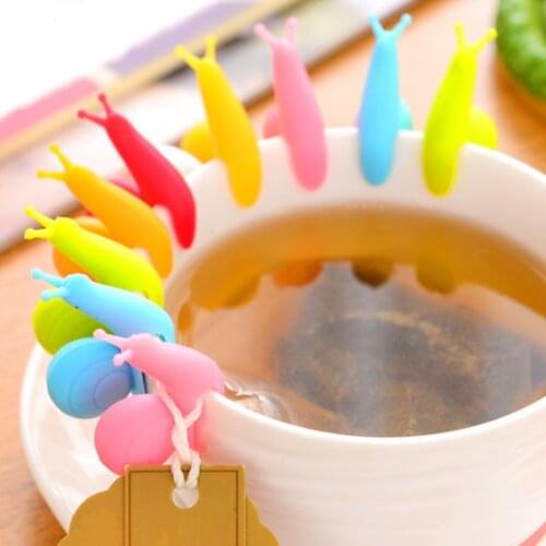 Cute Snail Shape Silicone Tea Bag Holder Cup Mug Candy Colors Gift Set GOOD Random Color Tea Bag Holder