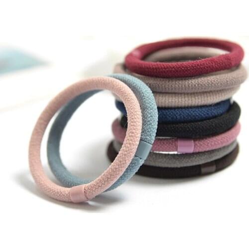 10PCS Solid color basic hair ring hair rope flocking simple children adult rubber band head rope female headdress