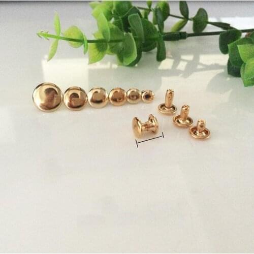 100 Pieces/Set Of Light Gold Button Screws Round Head Double Sided Rivets Leather Craft Hardware Accessories