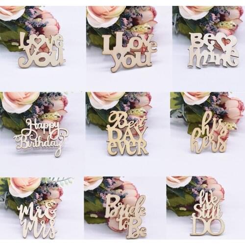 15/30pcs Wedding DIY Love Bride to Be Happy Birthday Wooden Chips Table Confetti Scatter Wedding Birthday Party Decoration