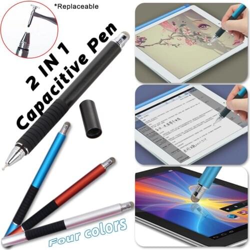 2 In 1 Round Thin Tip Touch Screen Pen Capacitive Stylus Pen For Smart Phone Tablet For IPad For IPhone For Samsung