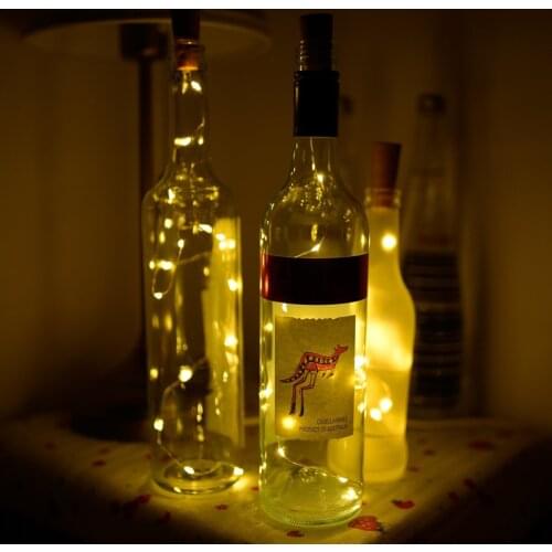20pcs/lot 20 LED Light String Battery Operated Party Cork Shape Wine Bottle Lights Night Decoration Christmas Wedding New Year
