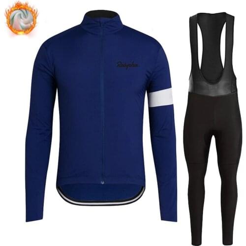 2021 Ralvpha Winter Thermal Fleece Cycling Jersey Set Men Outdoor Riding MTB Ropa Ciclismo Bib Pants Set Warm Cycling Clothing