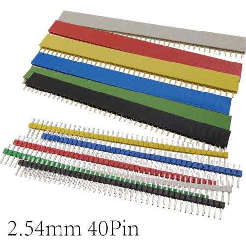 5Pairs 2.54mm Pinheader Plug Socket PCB Board 40 Pin Single Row 2.54mm Male and Female Pin Header Straight Connector for Arduino