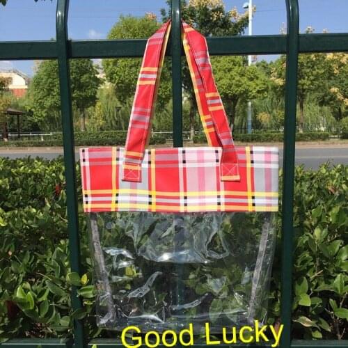 50pcs/lot Wholesale Promotional water proof clear pvc plastic beach bags monogrammed clear pvc tote bags