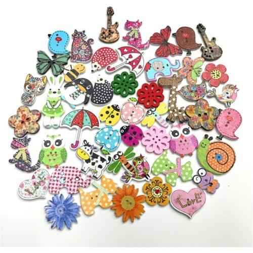 500PCS Scrapbooking Wood Buttons for Clothes Sewing Craft Scrapbooking Embellishments Buttons DIY Apparel Accessories