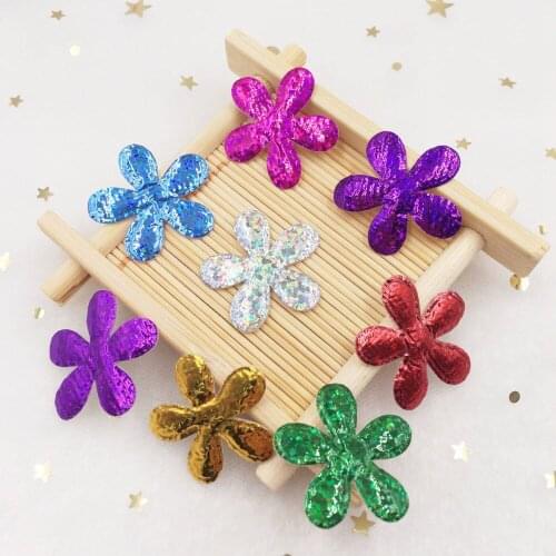 80pcs 27mm Padded Pretty Flashing Flower Appliques / Scrapbooking Craft Making DIY Crafts Supplies SA917