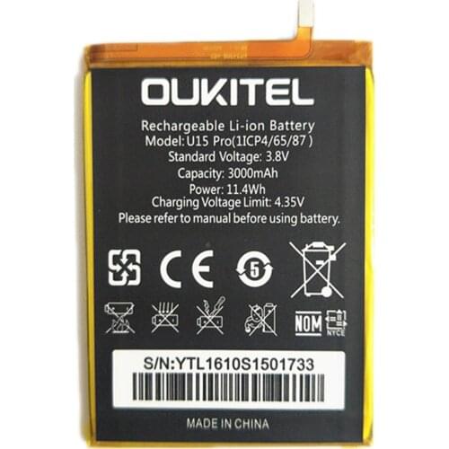 2PCS battery for OUKITEL U15 pro battery 3000mAh 5.5inch MTK6753 Mobile phone battery